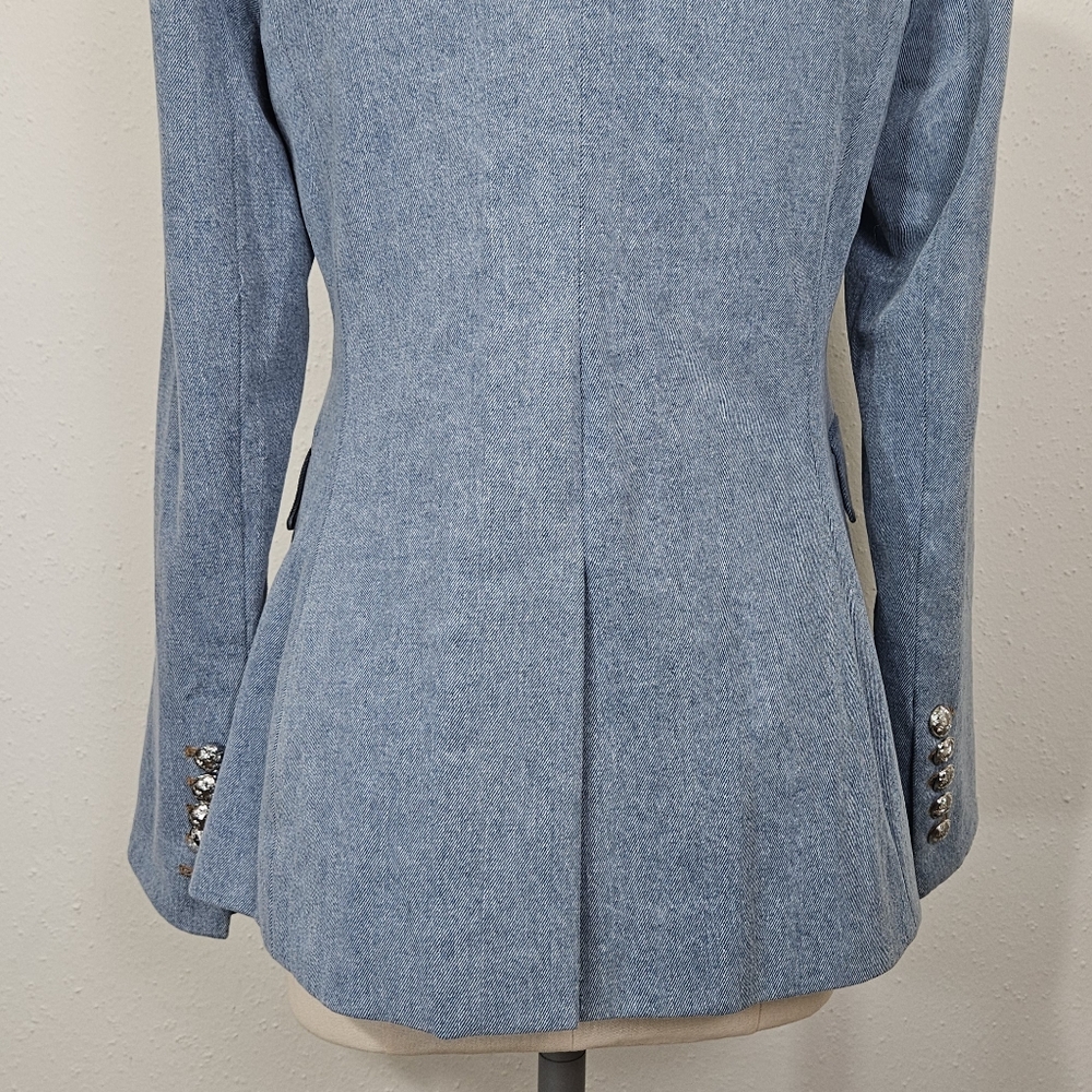 Veronica Beard Light Blue Denim Double-Breasted Blazer - Picture 10 of 15